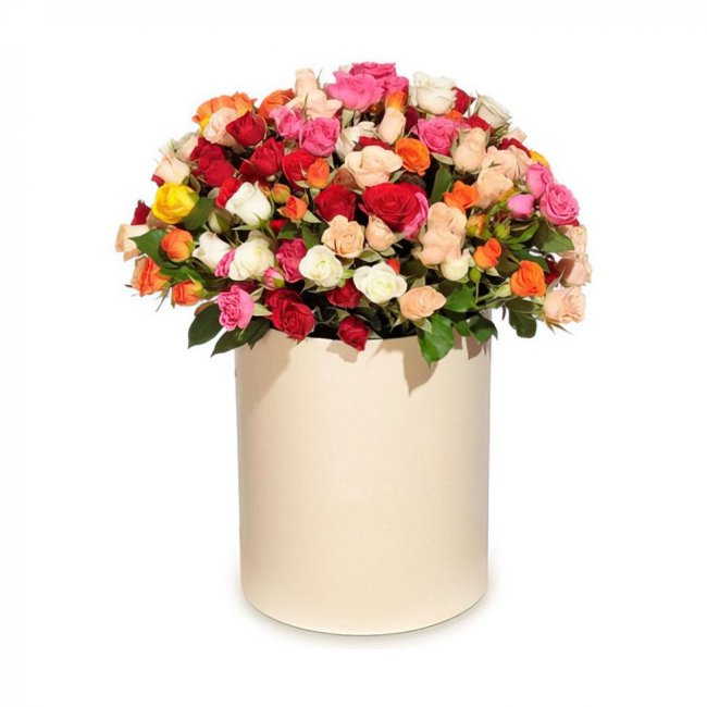 Букет цветов "Шляпная коробка Настоящее чувство"